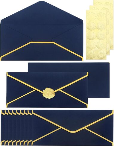 Business Envelopes with V-Flap,Gold Border 30 Pack #10 Envelopes Made of 150gsm Paper, Standard Envelopes with Gold Stickers for Office, Checks, Letter Mailing,9.45 x 4.13 Inches (Christmas Green) in Saudi Arabia