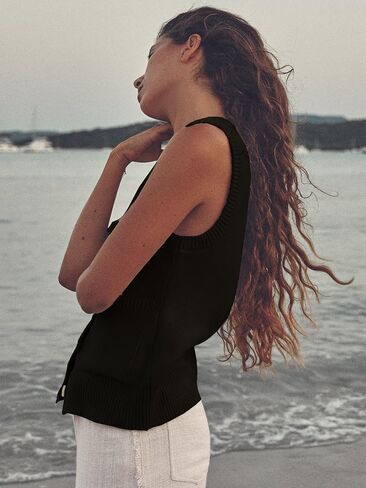 Beautiful Nomad Women's Knit Sweater Vest Sleeveless Tank Tops Casual Y2K Button Down Cardigan Vest Shirts in Kuwait