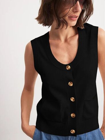 Beautiful Nomad Women's Knit Sweater Vest Sleeveless Tank Tops Casual Y2K Button Down Cardigan Vest Shirts in Kuwait