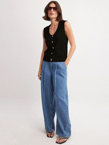 Beautiful Nomad Women's Knit Sweater Vest Sleeveless Tank Tops Casual Y2K Button Down Cardigan Vest Shirts in Kuwait