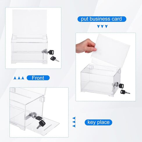 Yulejo 2 Pcs Donation Box for Fundraising Ballot Box with Sign Holder Suggestion Box with Lock and Keys Raffle Box for Ticket Tip Jar for Voting School Event Organization, 6.25 x 4.5 x 4 Inch(Clear) in Saudi Arabia