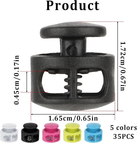 35 Pcs Plastic Spring Cord Locks for Drawstring Double Hole Cord Lock for Drawstring Elastic Shoeslace Stopper Spring Stoppers for No Tie Shoelaces Drawstring Backpack Craft Supplies (5 Colors) in Saudi Arabia