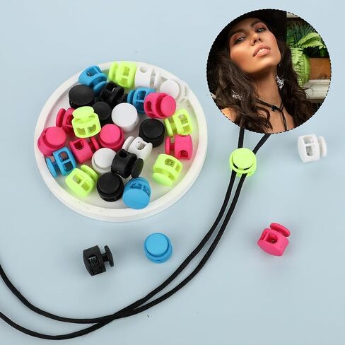 35 Pcs Plastic Spring Cord Locks for Drawstring Double Hole Cord Lock for Drawstring Elastic Shoeslace Stopper Spring Stoppers for No Tie Shoelaces Drawstring Backpack Craft Supplies (5 Colors) in Saudi Arabia