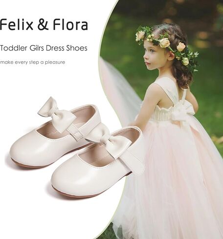 Felix & Flora Toddler Little Girls Dress Shoes - Flower Girls Mary Jane Flats Ballet Shoes Party Wedding in Saudi Arabia