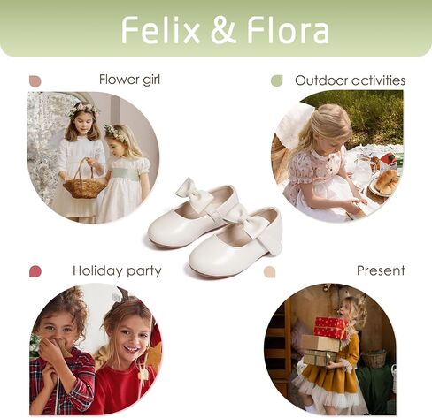 Felix & Flora Toddler Little Girls Dress Shoes - Flower Girls Mary Jane Flats Ballet Shoes Party Wedding in Saudi Arabia