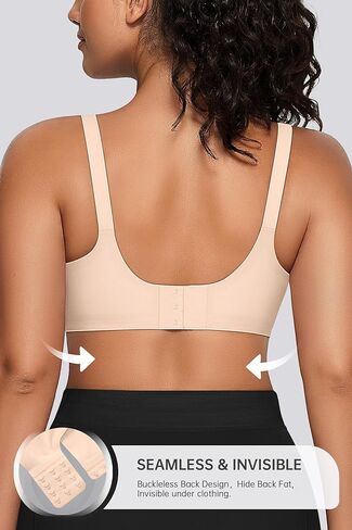 OEAK Womens Seamless Bras Comfortable Bra No Underwire Full Support Bralette Push Up Plus Size V Neck Sleeping Tshirt Bras in Kuwait