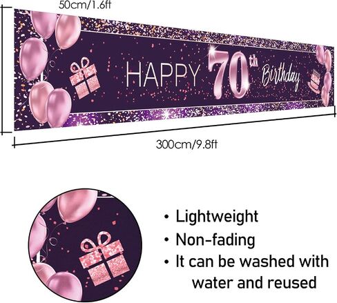 Happy 70th Birthday Backdrop Pink Photo Background Banner Cheers to 70 Years Old Decorations Party Supplies in Kuwait
