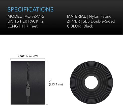 AC Infinity Peel and Stick Zipper 1-Pack, 7 ft. x 3 in. Heavy Duty Dust Barrier, Double Sided Zipper for Grow Rooms, Greenhouses, Construction Sites, and Repair Zones in Kuwait