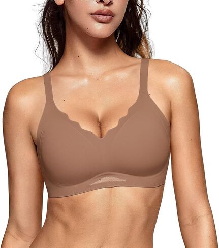 Vertvie Bras for Women Wireless Comfortable Push Up Bra Scalloped Seamless Full Coverage No Underwire Supportive T Shirt Bras in Saudi Arabia