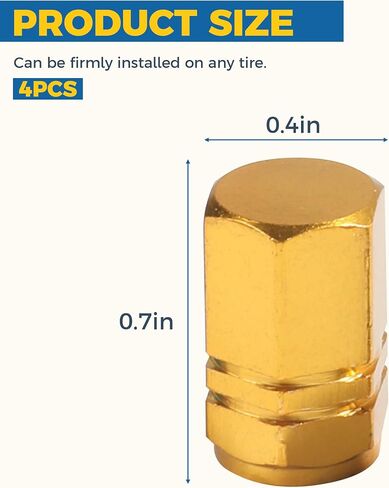 Tire Valve Caps,Car Accessories Valve Stem Caps,Aluminum Alloy Valve Stem Covers, Valve Stem Covers for Car Tires,Valve Stem Caps for Cars,Tire Caps for Cars,SUVs, Motorcycles,Etc (Gold) in Saudi Arabia
