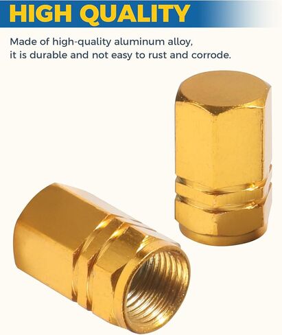 Tire Valve Caps,Car Accessories Valve Stem Caps,Aluminum Alloy Valve Stem Covers, Valve Stem Covers for Car Tires,Valve Stem Caps for Cars,Tire Caps for Cars,SUVs, Motorcycles,Etc (Gold) in Saudi Arabia
