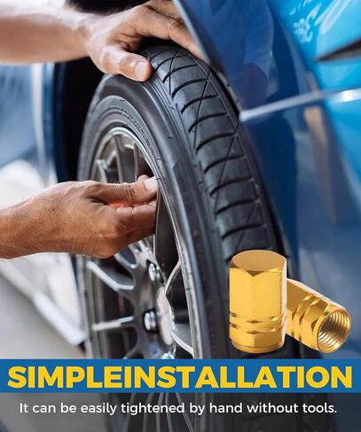 Tire Valve Caps,Car Accessories Valve Stem Caps,Aluminum Alloy Valve Stem Covers, Valve Stem Covers for Car Tires,Valve Stem Caps for Cars,Tire Caps for Cars,SUVs, Motorcycles,Etc (Gold) in Saudi Arabia