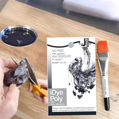 Idye Polyester Dye Black, 22.68 g, Dye Polyester Black Versatile & Colorfast for Polyester,Bundle with Westlake Art Watercolor Paint Brush, Easy Application, Fabric Dye Black, [Pack of 3] in Saudi Arabia