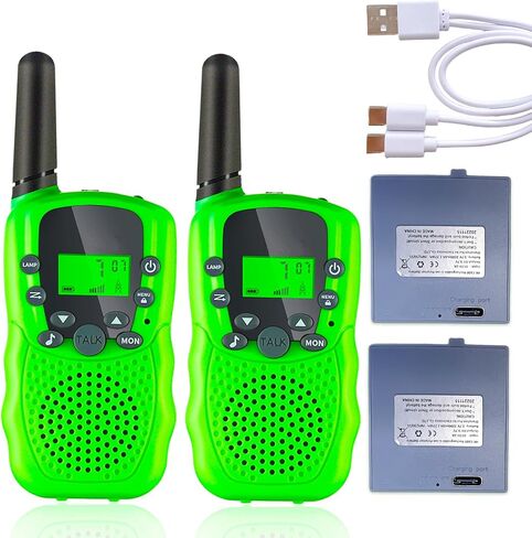 Walkie Talkies for Kids W/Rechargeable Battery, Kids Walkie Talkies Long Range, Radio Walkie Talkies, Walkie Talkie Clear Sound, Outdoor Toys for Kids Ages 4-8-12 (Green2, 2 Pack) in Saudi Arabia