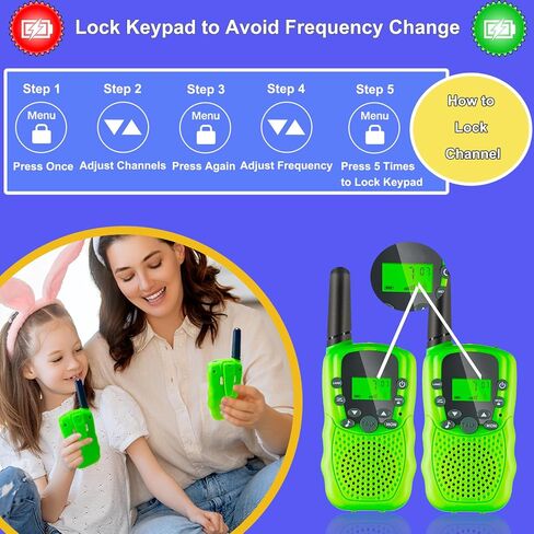 Walkie Talkies for Kids W/Rechargeable Battery, Kids Walkie Talkies Long Range, Radio Walkie Talkies, Walkie Talkie Clear Sound, Outdoor Toys for Kids Ages 4-8-12 (Green2, 2 Pack) in Saudi Arabia