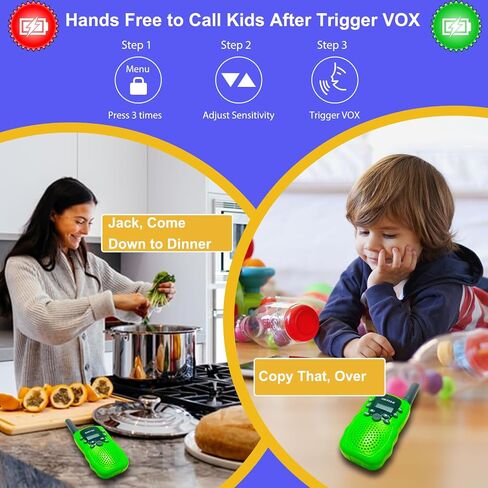 Walkie Talkies for Kids W/Rechargeable Battery, Kids Walkie Talkies Long Range, Radio Walkie Talkies, Walkie Talkie Clear Sound, Outdoor Toys for Kids Ages 4-8-12 (Green2, 2 Pack) in Saudi Arabia