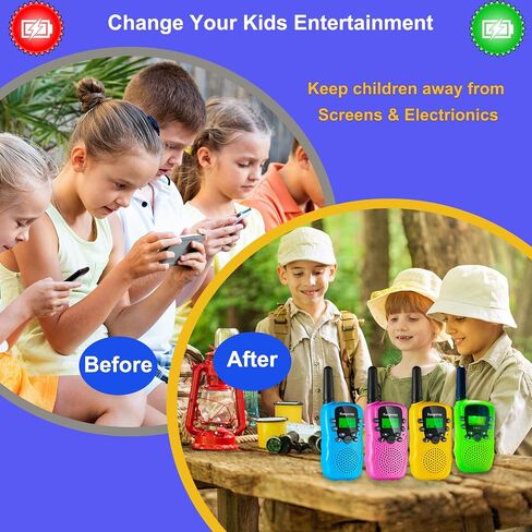 Walkie Talkies for Kids W/Rechargeable Battery, Kids Walkie Talkies Long Range, Radio Walkie Talkies, Walkie Talkie Clear Sound, Outdoor Toys for Kids Ages 4-8-12 (Green2, 2 Pack) in Saudi Arabia