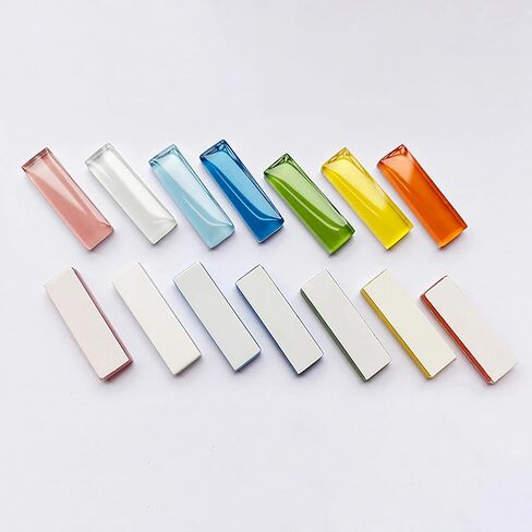 65 Pieces/200g Rectangular Glass Mosaic for DIY Picture Coasters, Home Mosaic Decoration (1.26 inch x 0.4 inch, Mixed Color Series) -White Yellow Pink Mixed in Kuwait