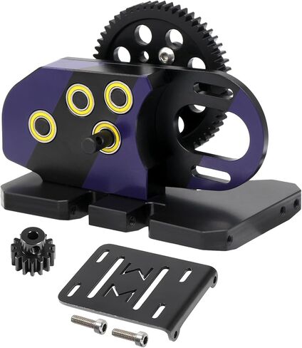 AMK 1/10 Transmission, 2Low Differential Gearbox with Skid Plate SCX10 Transmission for LCG Chassis Kit 1/10 RC Crawler Axial SCX10 II DIY LCG Chassis SCX10 Upgrades (Purple & Black) in Saudi Arabia