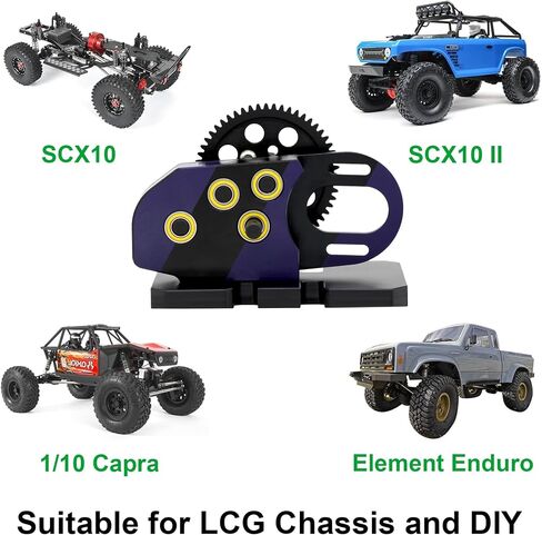 AMK 1/10 Transmission, 2Low Differential Gearbox with Skid Plate SCX10 Transmission for LCG Chassis Kit 1/10 RC Crawler Axial SCX10 II DIY LCG Chassis SCX10 Upgrades (Purple & Black) in Saudi Arabia