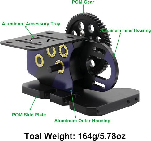 AMK 1/10 Transmission, 2Low Differential Gearbox with Skid Plate SCX10 Transmission for LCG Chassis Kit 1/10 RC Crawler Axial SCX10 II DIY LCG Chassis SCX10 Upgrades (Purple & Black) in Saudi Arabia