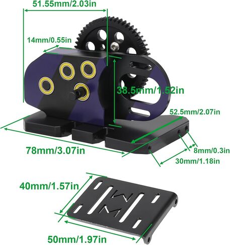 AMK 1/10 Transmission, 2Low Differential Gearbox with Skid Plate SCX10 Transmission for LCG Chassis Kit 1/10 RC Crawler Axial SCX10 II DIY LCG Chassis SCX10 Upgrades (Purple & Black) in Saudi Arabia