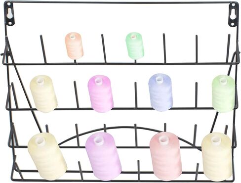 حامل خيط مثبت على الحائط على سطح الطاولة، 28 بكرة خيط منظم بكرات معدنية لخيوط الخياطة، حامل خيط تخزين خيط الخياطة لخياطة اللحف وخيوط الخياطة باللون الأسود in Kuwait