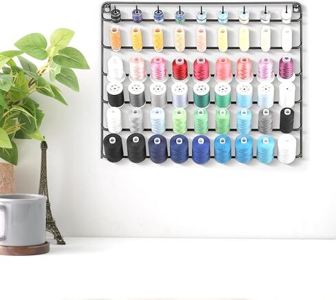 حامل خيط مثبت على الحائط على سطح الطاولة، 28 بكرة خيط منظم بكرات معدنية لخيوط الخياطة، حامل خيط تخزين خيط الخياطة لخياطة اللحف وخيوط الخياطة باللون الأسود in Kuwait