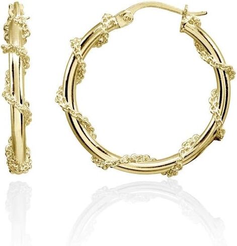 Sterling Silver Chain Wrap Click-Top Hoop Earrings, 15mm-30mm in Saudi Arabia