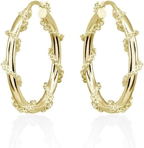 Sterling Silver Chain Wrap Click-Top Hoop Earrings, 15mm-30mm in Saudi Arabia