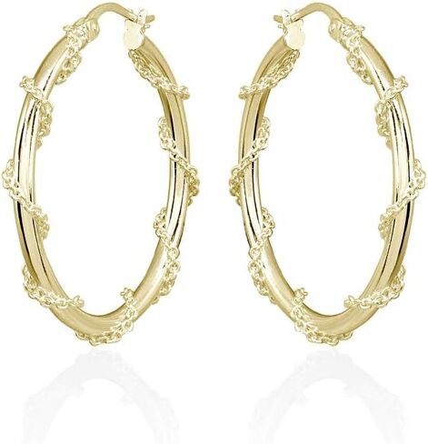 Sterling Silver Chain Wrap Click-Top Hoop Earrings, 15mm-30mm in Saudi Arabia