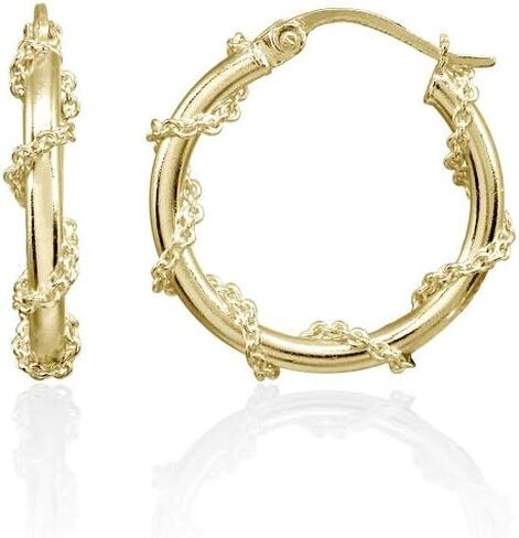 Sterling Silver Chain Wrap Click-Top Hoop Earrings, 15mm-30mm in Saudi Arabia