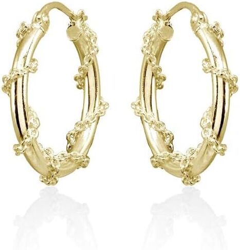 Sterling Silver Chain Wrap Click-Top Hoop Earrings, 15mm-30mm in Saudi Arabia
