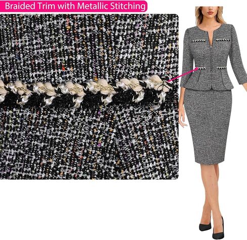 VFSHOW Womens 2024 Business Work Office Peplum Crew Neck Front Zipper Slim Sheath Pencil Dress in Saudi Arabia