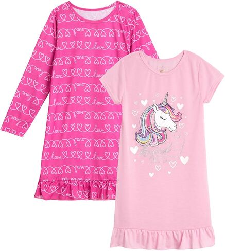Sweet & Sassy Girls' Pajamas - 2 Pack Sleep Shirt Nightgown Pajamas (Size: 4-14) in Saudi Arabia