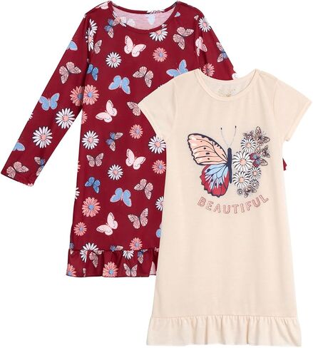 Sweet & Sassy Girls' Pajamas - 2 Pack Sleep Shirt Nightgown Pajamas (Size: 4-14) in Saudi Arabia
