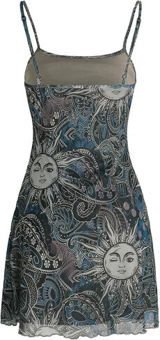 Milumia Women's Vintage Lettuce Trim Mini Sun Dress Summer Sleeveless Short Cami Mesh Dress in Kuwait