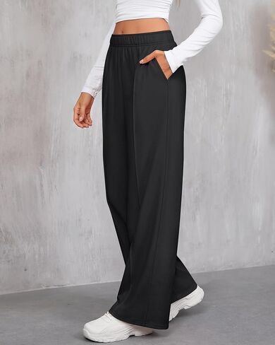 Neer Women's Wide Leg Sweatpants with Pockets Elastic High Waist Casual Comfy Baggy Lounge Pants Joggers 2024 Fall Trendy in Saudi Arabia