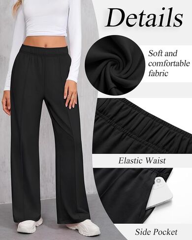 Neer Women's Wide Leg Sweatpants with Pockets Elastic High Waist Casual Comfy Baggy Lounge Pants Joggers 2024 Fall Trendy in Saudi Arabia
