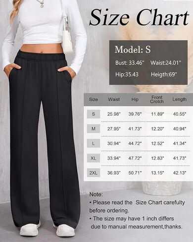 Neer Women's Wide Leg Sweatpants with Pockets Elastic High Waist Casual Comfy Baggy Lounge Pants Joggers 2024 Fall Trendy in Saudi Arabia