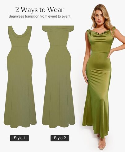 Popilush Women Shapewear Dress Cocktail Long Dresses Fishtail Maxi Dress with Built-in Bra in Saudi Arabia