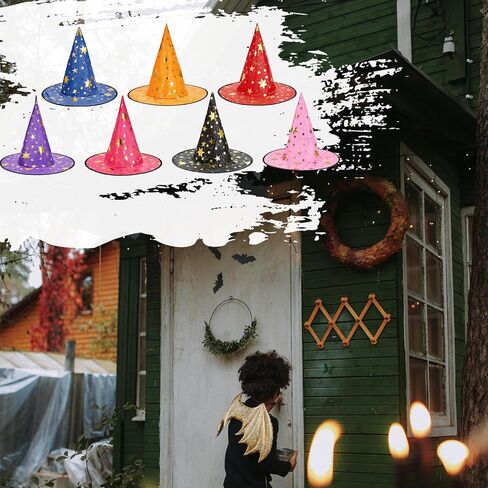 Century Star Kids Witch Hat Star Printing Wizard Hat for Boys Girls Halloween Hat Cosplay Party Decorations in Saudi Arabia