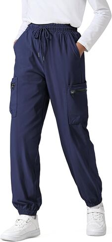 Boys Joggers Cargo Pants Kids Water Resistant Athletic Hiking Uniform Pants Lightweight Quick Dry in Saudi Arabia