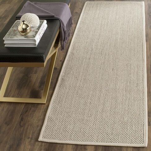 SAFAVIEH Natural Fiber Collection Area Rug - 8' x 10', Marble & Beige, Border Sisal Design, Easy Care, Ideal for High Traffic Areas in Living Room, Bedroom (NF143C) in Saudi Arabia