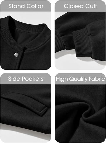 Tankaneo Womens Cropped Bomber Jacket Wool Blend Varsity Short Pea Coats Long Sleeve Button Down Winter Casual Outerwear in Kuwait