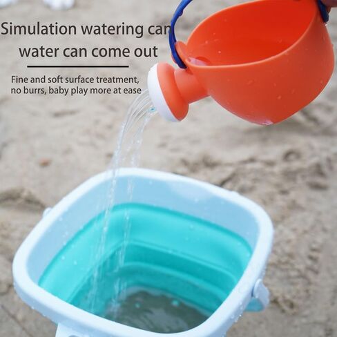 مجموعة ألعاب الشاطئ للأطفال - دلو رمل قابل للطي وحقيبة شاطئ شبكية ومجارف، مجموعة من 11 قطعة، قوالب للحيوانات والديناصورات، شوكة، مشط وعلبة سقاية للأطفال الصغار من سن 3 سنوات فما فوق in Kuwait