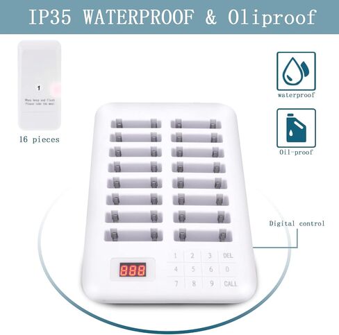 Restaurant Pager System 16 Coasters Max 98 Pager Wireless Paging Queuing Calling System350-500m with Vibration, Flashing and Buzzer for Restaurants/Hotels/Food Trucks/Cafe Shops/Clinics in Kuwait