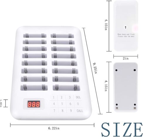 Restaurant Pager System 16 Coasters Max 98 Pager Wireless Paging Queuing Calling System350-500m with Vibration, Flashing and Buzzer for Restaurants/Hotels/Food Trucks/Cafe Shops/Clinics in Kuwait