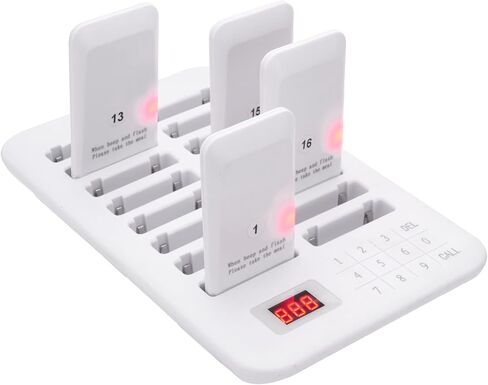 Restaurant Pager System 16 Coasters Max 98 Pager Wireless Paging Queuing Calling System350-500m with Vibration, Flashing and Buzzer for Restaurants/Hotels/Food Trucks/Cafe Shops/Clinics in Kuwait