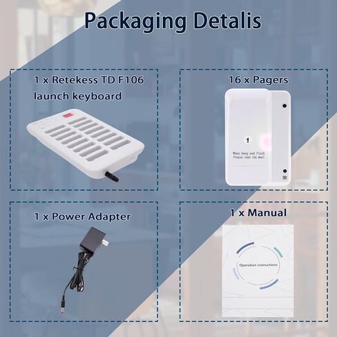 Restaurant Pager System 16 Coasters Max 98 Pager Wireless Paging Queuing Calling System350-500m with Vibration, Flashing and Buzzer for Restaurants/Hotels/Food Trucks/Cafe Shops/Clinics in Kuwait